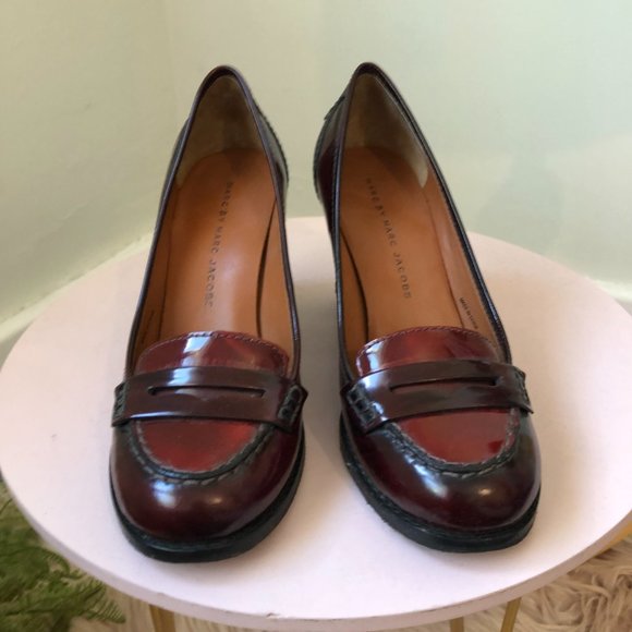 Marc Jacobs Red Brown Vintage style Patent Leather Block Heels Size 36 A… - Picture 2 of 11